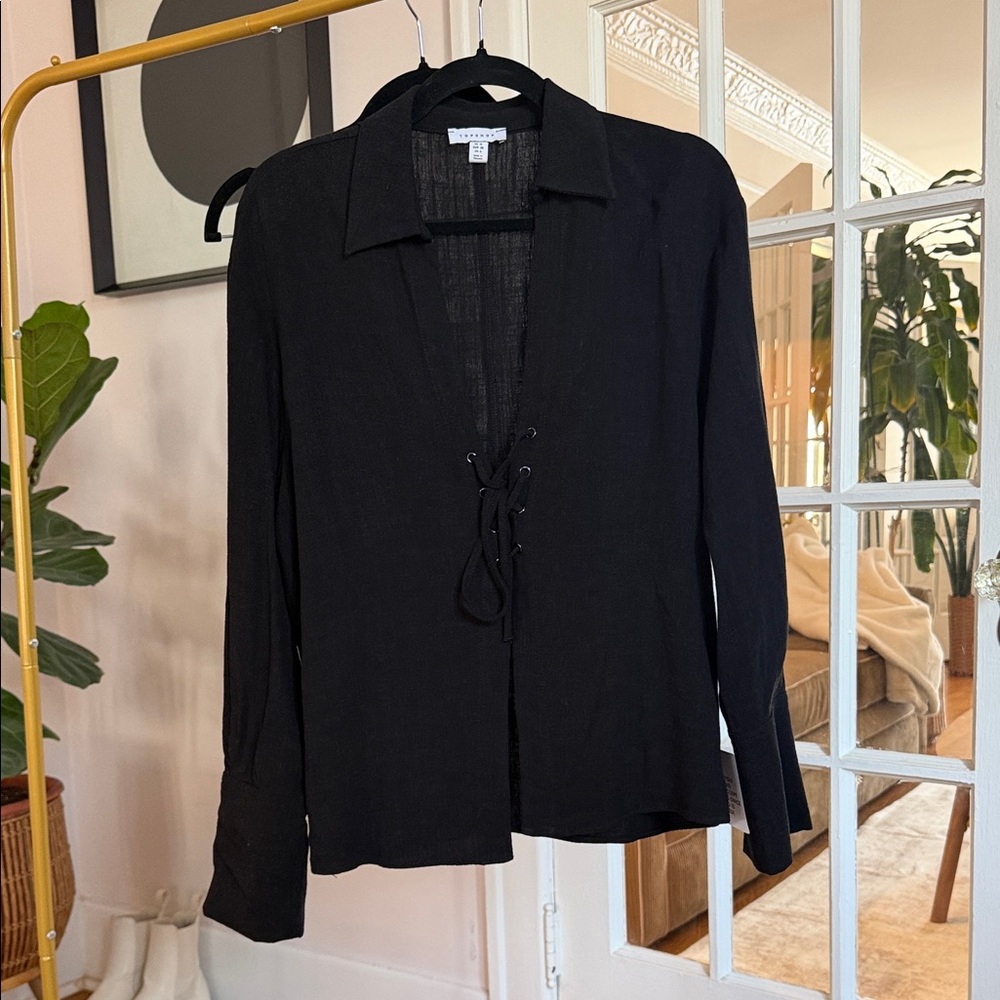 Topshop Black Sheer Top